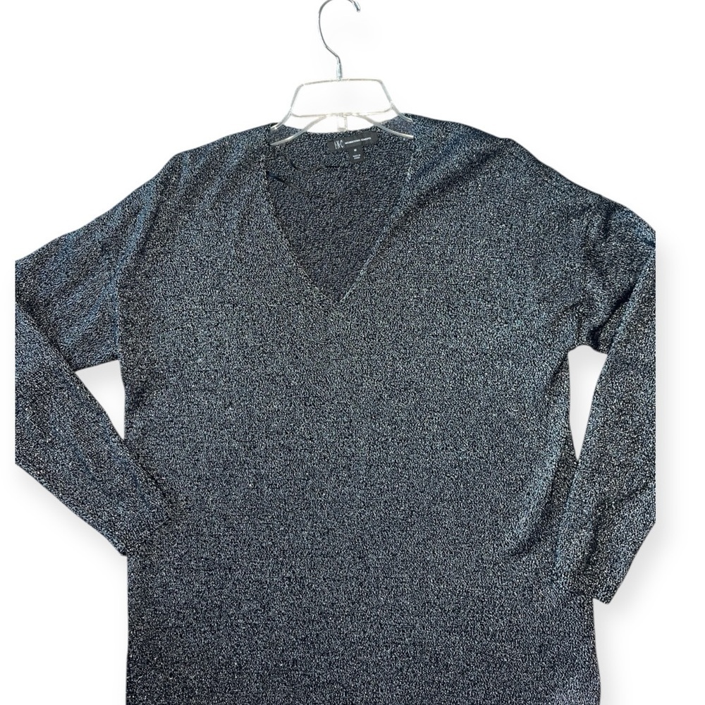 INC International Concepts Black Shine V-Neck Long-Sleeve Tunic Sweater Size M - Picture 4 of 10